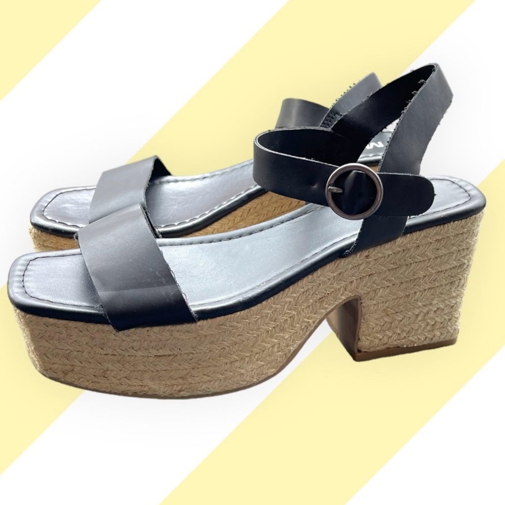 MIA Black Strappy Open Toe Black Platform Sandals Size 9